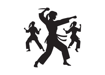 Martial Artist Silhouette Vector isolated on white background