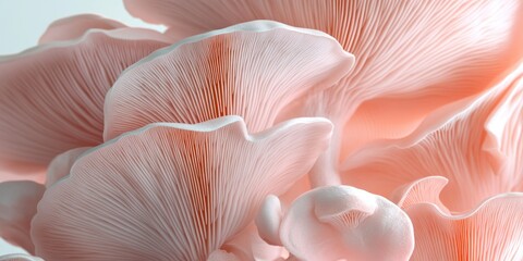 Pink Mushroom Cluster Close Up