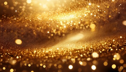 a shimmering golden backdrop adorned with layers of sparkling glitter evoking a feeling of luxury and elegance