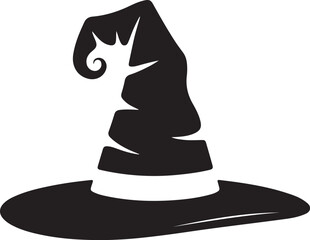 Black silhouette of halloween witch hat. Vector illustration