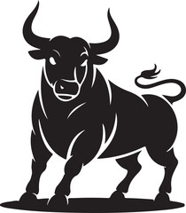 bull silhouette icon. strength and perseverance symbol. vector image of animal