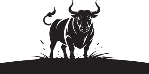 bull silhouette icon. strength and perseverance symbol. vector image of animal