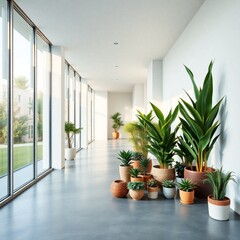 modern living room with green plant