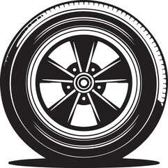 Car, vehicle or automobile tire alloy wheel with rim flat vector icon for apps and websites