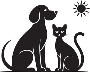 Cat and dog on a white background