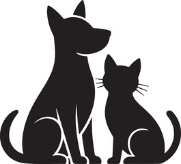 Cat and dog on a white background