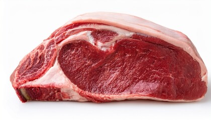 Obraz premium close up of fresh raw beef rib cut with marbling isolated on white background