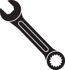 Combination wrench. spanner with open box or ring end flat vector icon for apps and websites