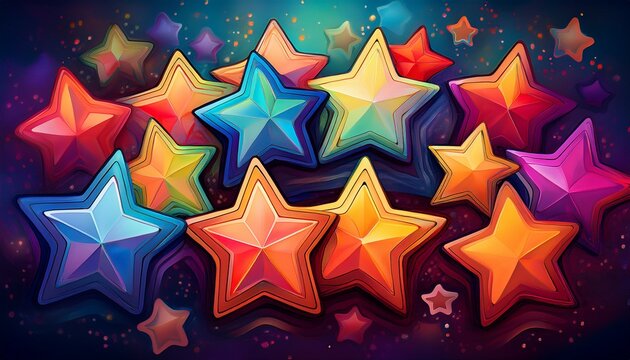vibrant colorful stars representing positive feedback and exceptional service generative ai