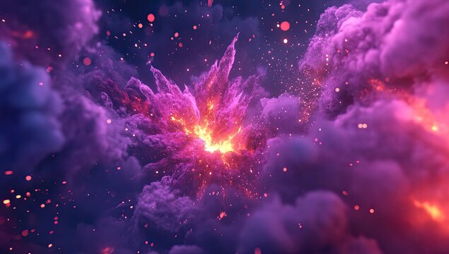 Fiery, purple nebula explosion