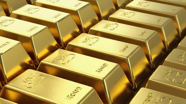  Moving scence of stack of gold bars