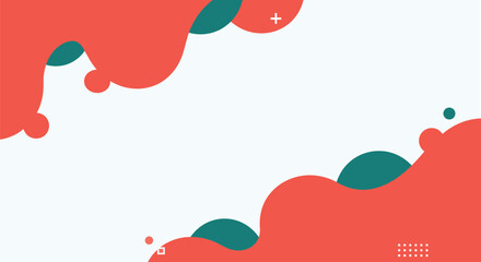 Abstract fluid vector shapes in coral and teal  on white. Smooth curves, overlapping layers, and negative space for a trendy yet minimalist look.
