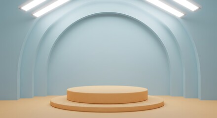 Obraz premium A 3D rendered podium against a minimalist backdrop