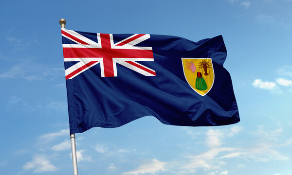 Turks and Caicos Islands flag in the sky - Powered by Adobe