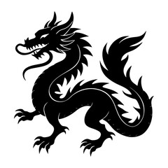 Naklejka premium Chinese Dragon Silhouette vector