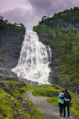 The beautiful Fossen Bratte waterfall and surrounding area near Bergen (Norway)