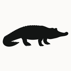 Fototapeta premium Silhouette of a Crocodile Vector Illustration of Reptile