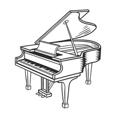 Piano Instrument silhouette vector art illustration. Black music instrument rock, jazz silhouette. music band vector illustration icons set Vector design.