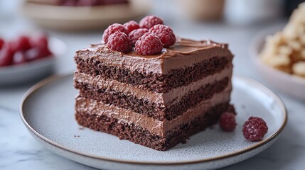 chocolate cake with raspberries