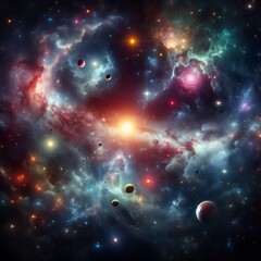 Visualize a photo-realistic image of the universe, where infinite space stretches out in all directions, filled with a dazzling tapestry of thousands of twinkling stars ranging from subtle.