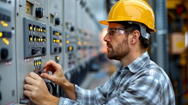 Skilled electrician engaged in maintenance and repair of electrical systems and components