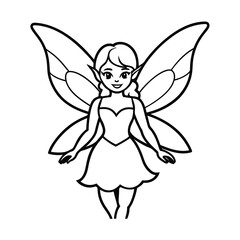 a beautiful fairy line art coloring book page 
