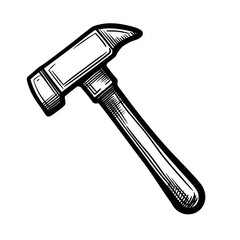 Minimalist hammer line icon isolated on a transparent or white background, perfect for construction, tools, repair, apps, web, and industrial-themed projects.