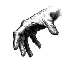 Vintage hand art illustration on a transparent or white background, perfect for antique themes, design projects, or educational and anatomical concepts.