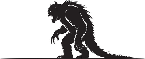 Aggressive Monster Silhouette Walking Illustration