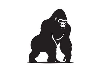 Obraz premium Gorilla Silhouette Black Vector isolated on white background
