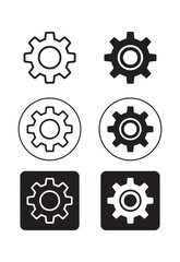 Settings interface icons. Linear style control panel elements for UI/UX design. Adjustable gears, sliders, and toggles for digital customization. Clean vector illustration.