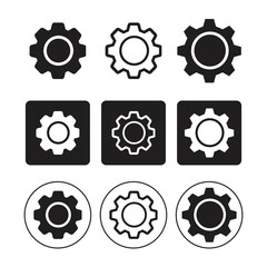 Settings interface icons. Linear style control panel elements for UI/UX design. Adjustable gears, sliders, and toggles for digital customization. Clean vector illustration.