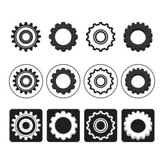 Settings interface icons. Linear style control panel elements for UI/UX design. Adjustable gears, sliders, and toggles for digital customization. Clean vector illustration.