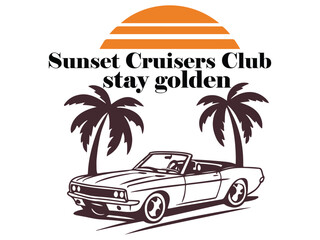 retro car on the beach with palms
