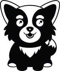 black and white cartoon dog