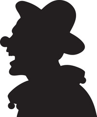 Silhouette of a Clown with Big Hat Speaking