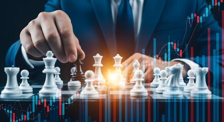 Businessman chess strategy business investment finance stock market planning success game plan leadership  characters