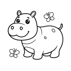 Obraz premium adorable hippopotamus coloring page