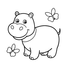 adorable hippopotamus coloring page
