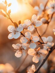 White flowers on tree branch
