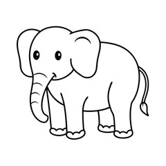 baby elephant vector illustration coloring book page 
