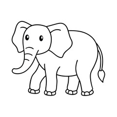 vector illustration of a elephant coloring book page 