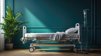 Hospital Bed with Potted Plant