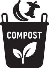 Silhouette vector of a compost bin, symbolizing organic waste recycling, sustainable gardening, eco-friendly practices, and environmental care.