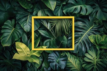 Yellow Frame with Green Leaves