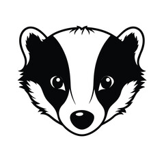 vector image of a baby european badger face