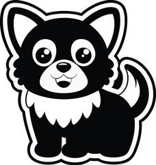 A black and white dog vector flat design