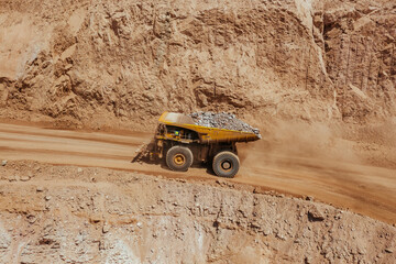 Open-Pit Mining Operations in the Atacama – Shovels Loading Trucks in the Desert

