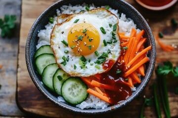 Food bowl with vegetables and egg