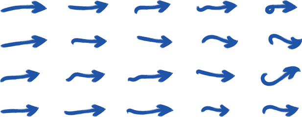 Straight blue hand-drawn arrows pointing right across 